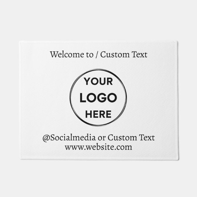 White Custom Logo Text Modern Minimalist Business Doormat (Front)