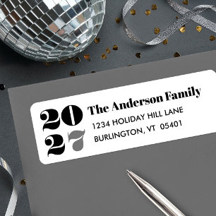 White Custom Number New Year Bold Black Type Name