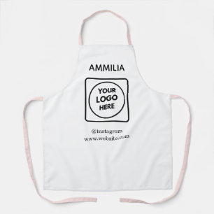 White Custom Staff Name   Branded Business Logo Apron