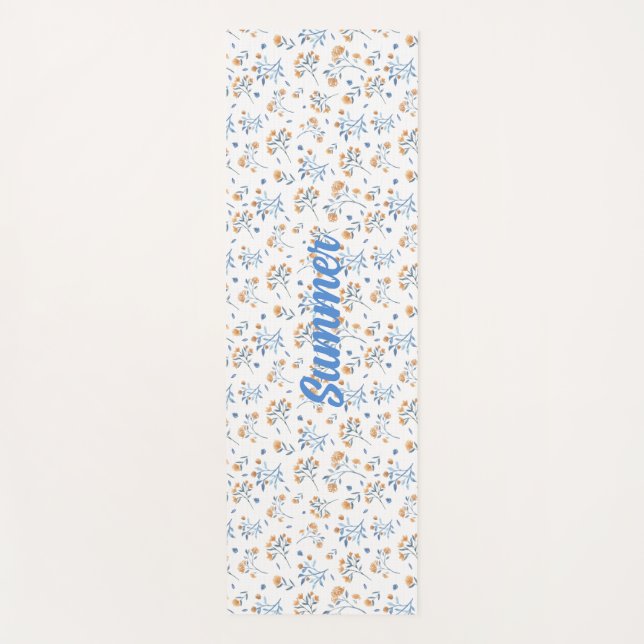 White Custom Trendy Vintage Wildflower Pattern   Yoga Mat (Front)