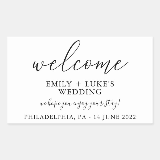 White Custom Wedding Welcome  Sticker (Front)