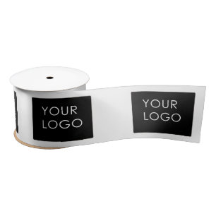 White Customizable Business Add Your Logo   Satin Ribbon
