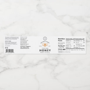 White Customizable Honey Bee Jar Wraparound Label