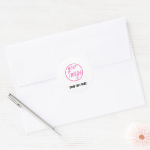 White Customizable Image Photo Template Classic Round Sticker