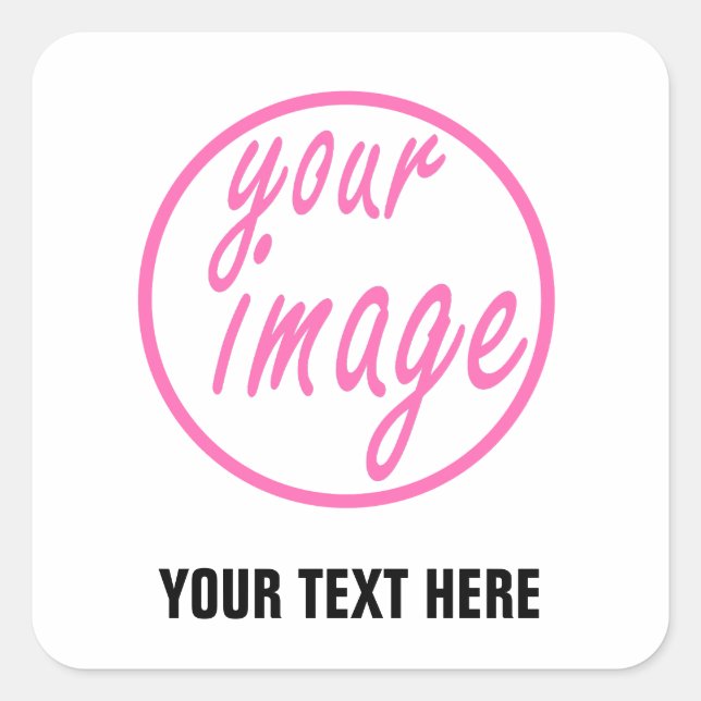 White Customizable Image Photo Template Square Sticker (Front)