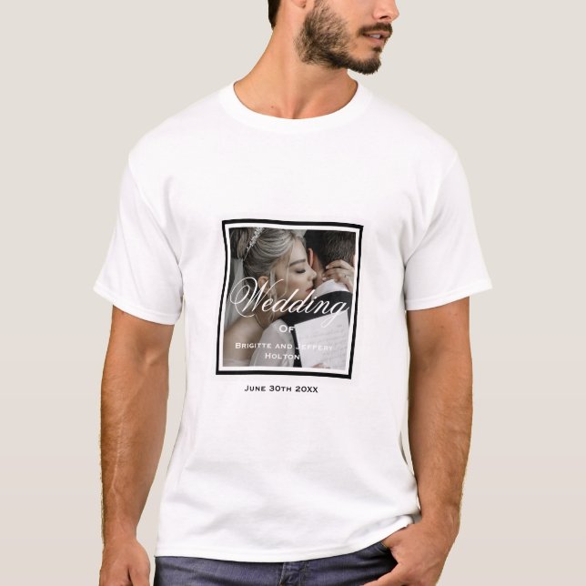 White customizable wedding mens photo T-Shirt (Front)