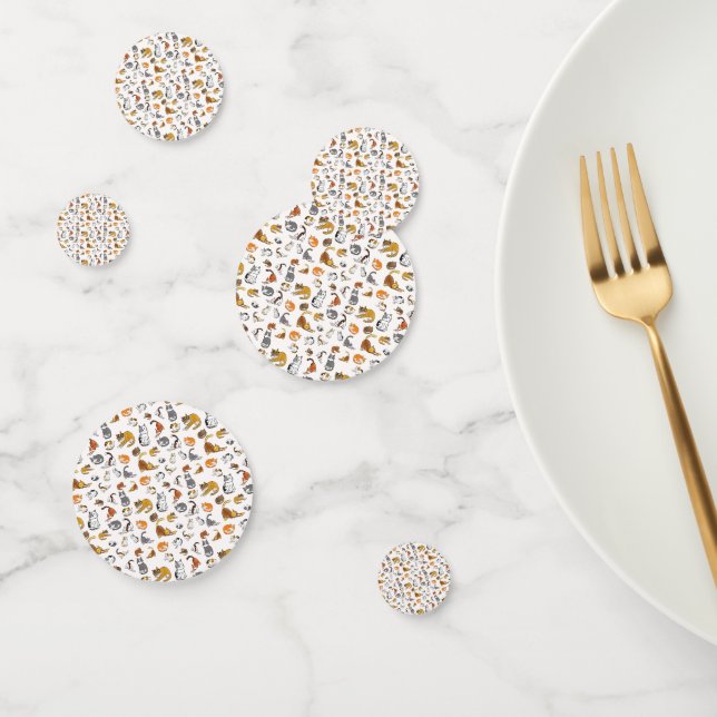 white cute cat pattern design for cat lovers- confetti (Group)