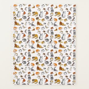white cute cat pattern design for cat lovers- planner