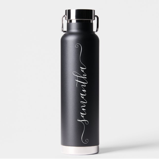 White Cute Signature Name Water Bottle (Front)