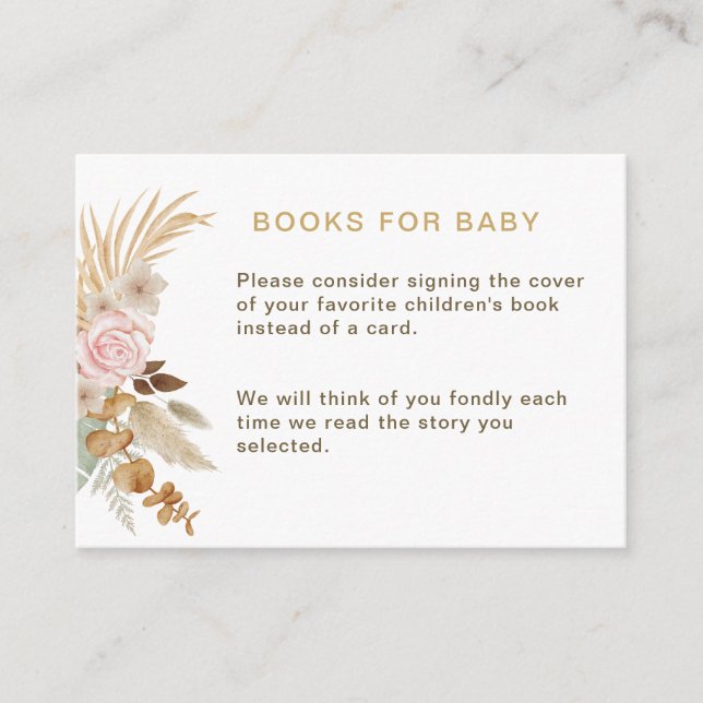 White Cute Watercolor Flower Baby Shower  Enclosure Card (Front)