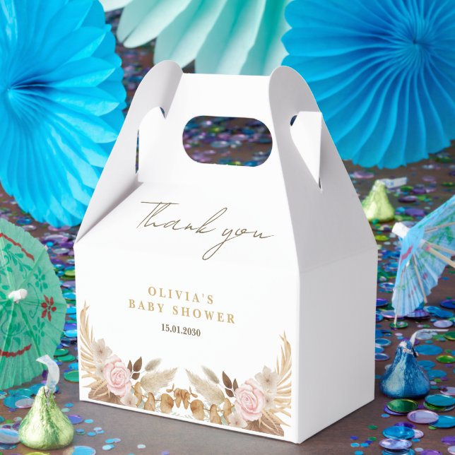 White Cute Watercolor Flower Baby Shower Favor Box (Party)