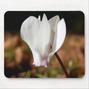 White Cyclamen Mouse Mat