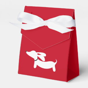 White Dachshund on Red Love Valentine's Day Favor Box