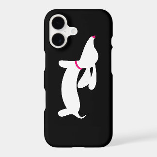 White Dachshund + Pink Nose on Black