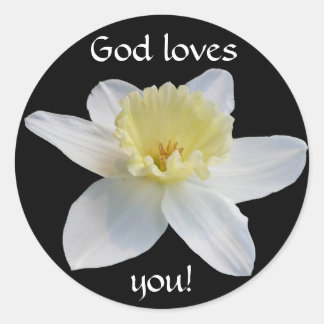 White Daffodil Classic Round Sticker