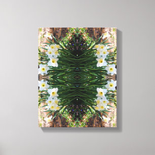  White Daffodil Flowers By Brook Abstract Canvas Print
