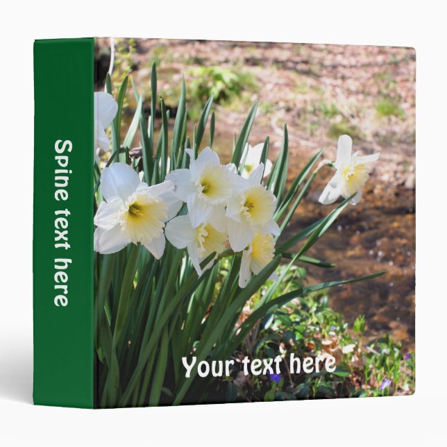  White Daffodil Flowers By Brook Personalized Binder (Front/Spine)