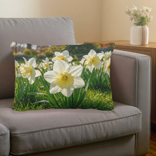 White Daffodils Accent Pillow