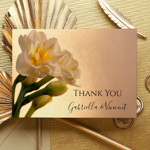 White Daffodils Spring Wedding Flat Thank You Note Note Card