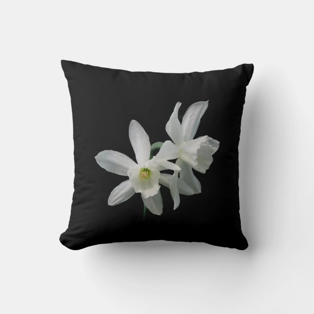 White Daffodils Throw Pillow (Front)