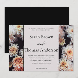 WHITE DAHLIA FLORAL ELEGANT BRIDAL WEDDING INVITATION