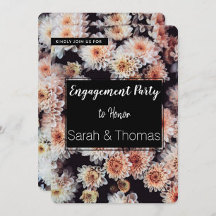 WHITE DAHLIA FLORAL ELEGANT ENGAGEMENT PARTY INVITATION