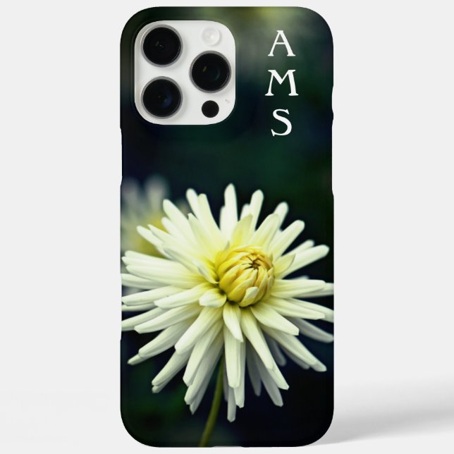 White Dahlia Flower Personal Initials Case-Mate Sa iPhone Case (Back)