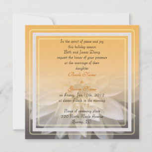 white dahlia flower wedding invitation