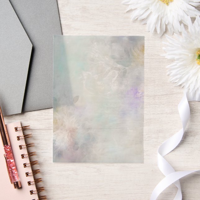 White Dahlia With Purple and Blue Accents Vellum Invitations (Wedding)