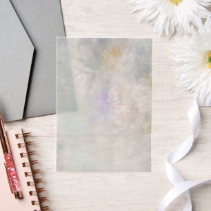 White Dahlias With Purple and Blue Accents Vellum Invitations