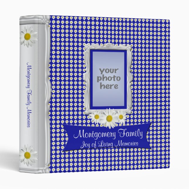 White Daisies 1 inch Memories Album Binder (Front/Spine)