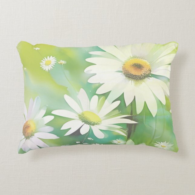 White Daisies Accent Pillow (Front)