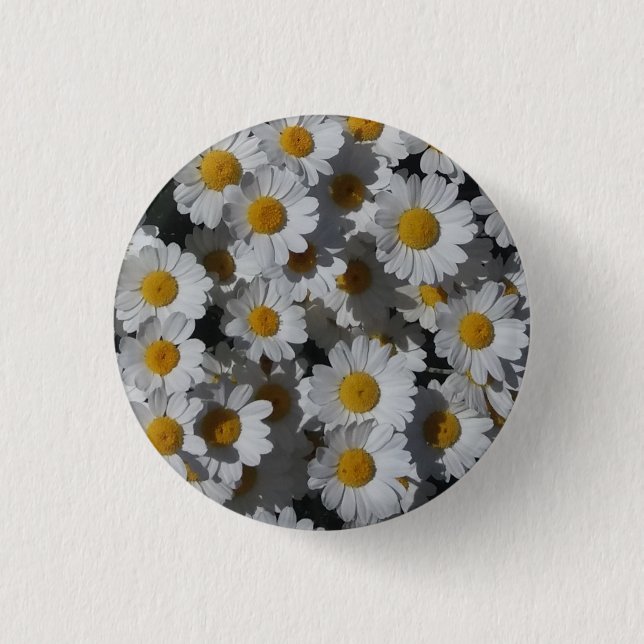 White Daisies Badge 1 Inch Round Button (Front)