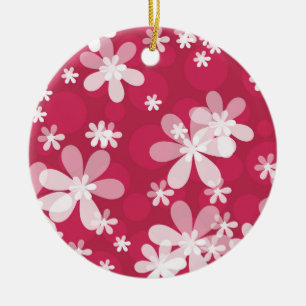 White daisies ceramic ornament