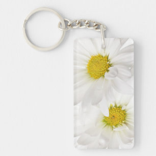 White Daisies - Customized Daisy Flower Template Keychain