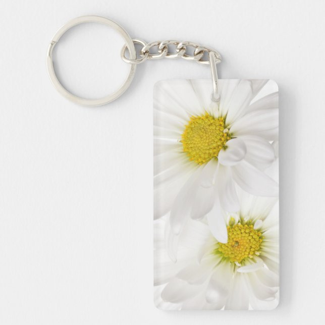 White Daisies - Customized Daisy Flower Template Keychain (Front)