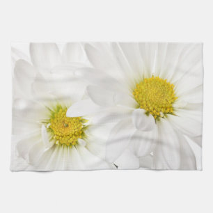 White Daisies - Customized Daisy Flower Template Kitchen Towel