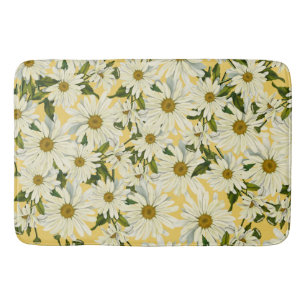 White Daisies Daisy Flower Yellow Bright Cheerful Bath Mat