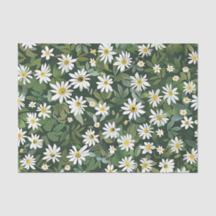 White Daisies Ditsy Pastel Boho 70s Vintage Floral Tissue Paper