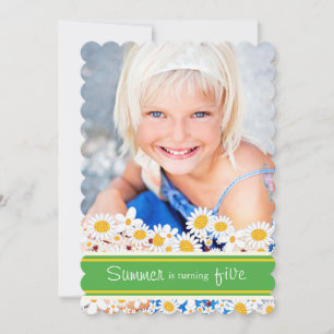 White Daisies Fleurs Ladybug Invitation Anniversai