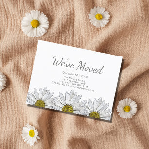 White Daisies Floral Rustic Moving Announcement  Postcard