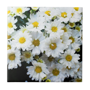 White daisies flowers tile
