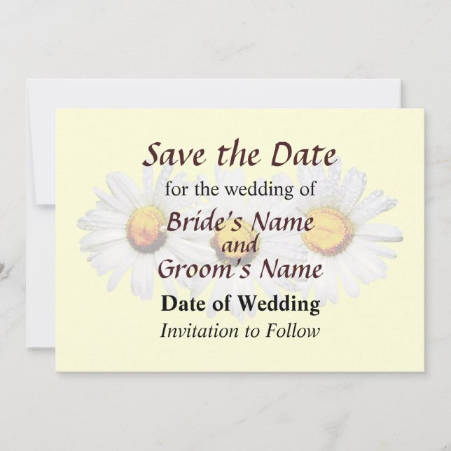 White Daisies in the Rain Save the Date (Front)