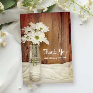 White Daisies Milk Bottle Barn Wedding Thank You Card
