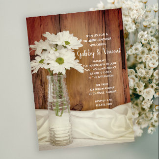 White Daisies Milk Bottle Country Wedding Shower Invitation