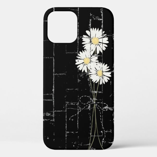 white daisies on black brick Case-Mate iPhone case (Back)