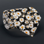 White Daisies on Black Floral Pattern Tie<br><div class="desc">This tie has a charming floral design featuring white coloured daisies with yellow centres on a black background. Perfect for the man who loves flowers or women that love to use ties as a belt. Wear it in style! Designed by world renowned artist ©Tim Coffey.</div>
