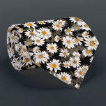 White Daisies on Black Floral Pattern Tie<br><div class="desc">This tie has a charming floral design featuring white coloured daisies with yellow centres on a black background. Perfect for the man who loves flowers or women that love to use ties as a belt. Wear it in style! Designed by world renowned artist ©Tim Coffey.</div>