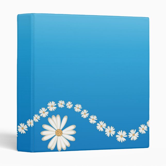 White Daisies on Blue Avery Binder (Front/Spine)