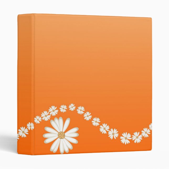 White Daisies on Orange Avery Binder (Front/Spine)